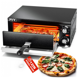 Forno Elétrico Profissional para Pizza de com Temporizado, Aço Inoxidável, 110V 1100W, PYY, Preto