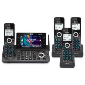 Telefone Sem Fio AT&T DLP73490 Grafite/Preto 4 Handsets DECT 6.0 com Tela Colorida 5", Bloqueador Inteligente, Connect to Cell Bluetooth
