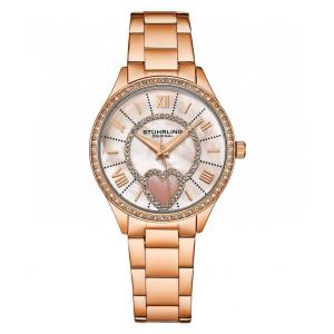 Relógio Stuhrling Taylor 38mm Clássico, Mostrador Branco, Pulseira Rosa, Caixa 38mm, Estilo Elegante