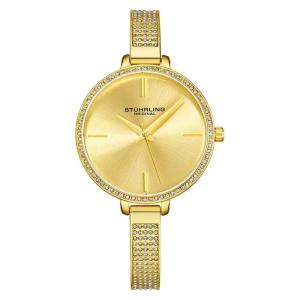 Relgio Pentai 3949 36mm com design fashion, mostrador dourado e pulseira em ao inoxidvel com fivela em camadas de ouro - Stuhrling