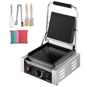 Sanduicheira Antiaderente 1800W com Controle de Temperatura, 110v, HAPPYBUY Sandwich Press Grill, Prateado