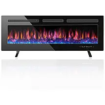 Lareira Elétrica de Embutir A43x107L com Temporizador, Chamas Ajustável e Tela Sensível ao Toque, Home4me, Preta