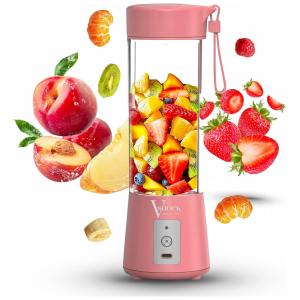 Liquidificador Portátil 450mL com Carregamento USB e 6 Lâminas, V Shock, Rosa