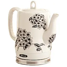 Chaleira Elétrica de 1.2L, Cerâmica, 1200W, Branca Floral, 110v, BELLA 13622, Branco