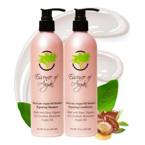 Shampoo e Condicionador de Óleo de Argan Marroquino Essência 100 Pura Homens e Mulheres 355ml