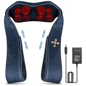 Massageador Shiatsu Elétrico Portátil 3D para Ombros, Costas, Bivolt, YUITEG, Azul
