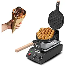Máquina de Waffle WantJoin Wil 1500W 110V Aço Inoxidável Preta – Cozinha Prática e Durável