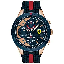 Relógio Masculino de Quartzo e Aço Inoxidável Pulseira de Silicone, FERRARI 0830591, Azul