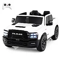 Carro Elétrico Infantil 2 Lugares 24V, 2x100W, Controle Remoto, Suspensão 4 Rodas, Costzon Ram 2500 Rebel, Branco