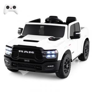 Carro Elétrico Infantil 2 Lugares 24V, 2x100W, Controle Remoto, Suspensão 4 Rodas, Costzon Ram 2500 Rebel, Branco