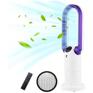 Ventilador de torre sem lâmina H13 HEPA Purificador de ar 1500W Aquecedor de espaço 3 em 1, Ventilador de mesa com cabeça inclinada 120