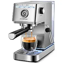 Cafeteira Elétrica Expresso 20 Bar, Capacidade 1.4L com Espumador, 110v, YABANO, Prateado