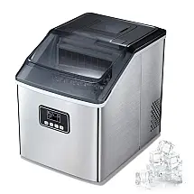 Máquina de fazer gelo de bancada, máquina de fazer gelo portátil feita de aço inoxidável, máquina de gelo automática com display LCD