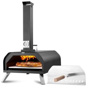Forno de Pizza Portátil para Área Externa a Lenha e Pellets, Favorite Garden, Preto