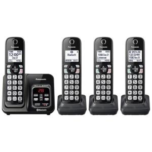 Telefone sem Fio, com Bluetooth e secretária eletrônica, 4 unidades, preto, PANASONIC KX TGD564M, Preto