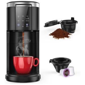 Máquina de Café de Cápsulas ou Café Moído Dose Única com Desligamento Automático e Tanque Removível, 110V 1000W, COWSAR, Preta