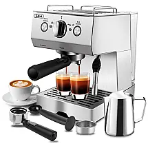 Cafeteira Elétrica Programável U com Controle de Temperatura e Vaporizador, 1100W, 110v, GEVI GECME403 U, Prateado