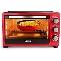 Forno Elétrico de Bancada com Controle de Temperatura e Temporizador, 1500W, Aço Inoxidável, 110v, LUBY Convection, Vermelho