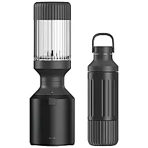 Liquidificador para Vitaminas 1L com Garrafa de Aço Inoxidável, Tampa de Palha e Canudos, 110V 1000W, BEAST, Preto