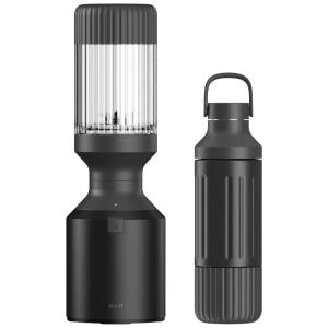 Liquidificador para Vitaminas 1L com Garrafa de Aço Inoxidável, Tampa de Palha e Canudos, 110V 1000W, BEAST, Preto