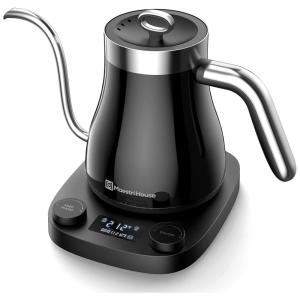 Chaleira Elétrica 950mL em Aço Inoxidável com Display LED e Controle Inteligente de Temperatura, 110v, MAESTRI HOUSE, Preto