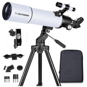Telescópio Potente para Adultos, 80mm Diâmetro e 600mm para Astronomia, Ideal para Viagens e Iniciantes com Montagem AZ, Celticbird.