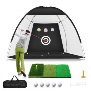 Rede de Golfe 3x2,1m com Tapete TriTurf, Kit Completo para Treino de Tacadas em Casa, para Dirigir, Aproximar e Treinar o Swing