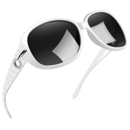 Óculos de Sol Feminino com Proteção UV, Joopin A11, Branco e Preto