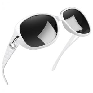 Óculos de Sol Feminino com Proteção UV, Joopin A11, Branco e Preto