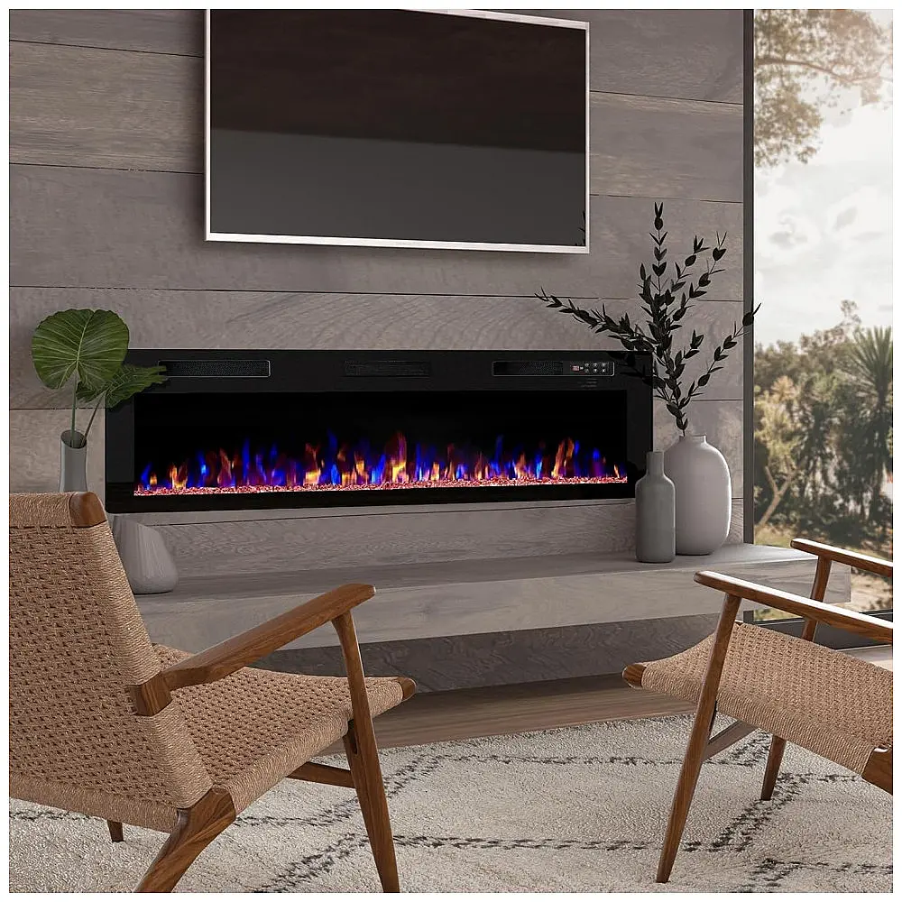 Lareira Elétrica BOSSIN 183x46cm 1500W Embutir 12 Cores LED Timer 110V — foto 3