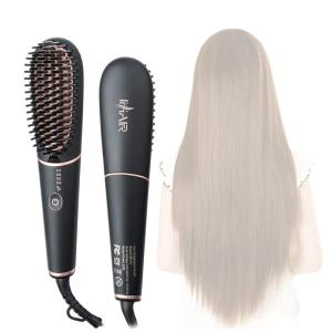 Escova Alisadora 2 em 1 Seca e Modela com Desligamento Automático, 32W, 110v, IHHAIR QS 112, Preto