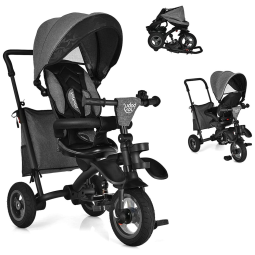 Triciclo Infantil 7 em 1 com Alça de Empurrar, Cobertura Removível, Apoio para os Pés e Guarda Corpo Removível para Crianças de 1 a 5 Anos