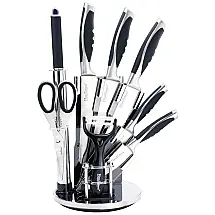 HausRoland GS 06438 Conjunto de Facas em Aço Inoxidável com Bloco de Bancada, 8 Peças, Preto