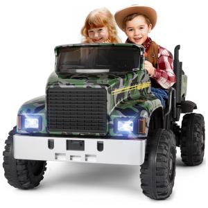 Caminhão Elétrico Infantil 2 Assentos com 3 Velocidades e Bluetooth, 24V, JOYLDIAS, Camuflado
