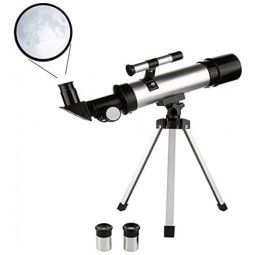 Telescópio Astronômico 90x com Tripé de Mesa e 2 Oculares, JPSR, Cinza e Preto