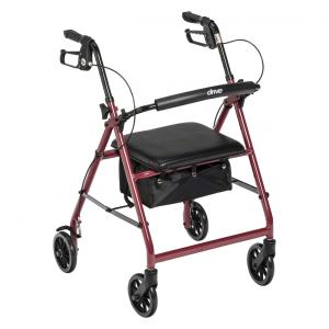 Andador para Idoso Dobrável até 136kg com Assento, Drive Medical, Vermelho