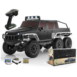 RC Crawler Carrinho de Controle Remoto 4x4 Off Road, c, Luzes de LED, Recarregável, Preto