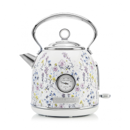 Chaleira elétrica dome inox 1,7L Laura Ashley Wild Meadow, fervura rápida com termômetro externo e indicador de nível de água, 110V