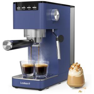 Máquina de Café Expresso 20 Bar com Bocal de Leite, Tanque Removível e 2 Bicos, 110V 1350W, Laekerrt, Azul