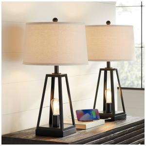 Kit 2 Luminárias de Mesa Vintage em Metal, FRANKLIN IRON WORKS, Preto