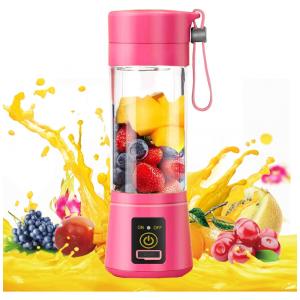 Mini Liquidificador Portátil 380mL com Carregamento USB e Operação de Um Toque, Hweryho, Rosa