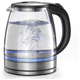 HadinEEon Chaleira Elétrica, Vidro, 1,7L, Prata, Transparente 110V