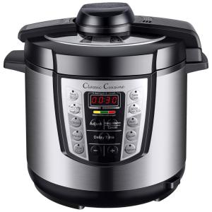 Panela de Pressão Elétrica 6L com 10 Predefinições e Painel de Led, 110V, CLASSIC CUISINE 82 CCYA20, Prateado