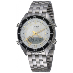 Relógio Masculino Ana Digi Quartzo de Metal e Aço Inoxidável, CASIO AMW 720D 7AVCF, Prateado
