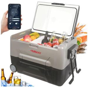 Cooler Elétrico Automotivo Portátil 45 Litros com Controle por APP e Painel de LED, Jinsanity Performance, Cinza