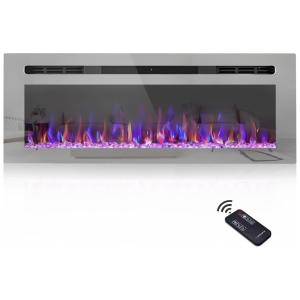 Lareira Elétrica de Embutir A45x127L com Controle Remoto e Temporizador, 110V, OOIIOR, Espellho