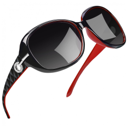 Óculos de Sol Feminino com Proteção UV, Joopin A03, Vermelho e Preto