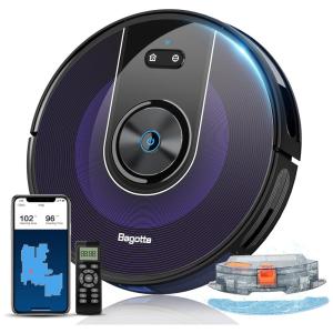 Bagotte Aspirador de Pó Robô, 2200Pa, Capacidade 300 mL, Recarregável, Preto