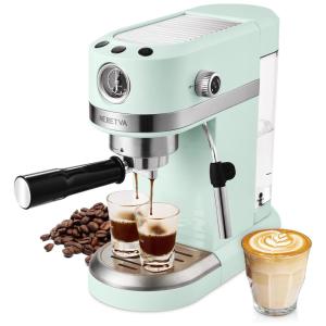 Máquina de Café Expresso 20 Bar Neretva com Vaporizador Embutido Aço Inoxidável 1350W 110V Bege