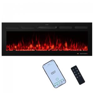 Lareira Elétrica de Embutir A45x121L cm com Chamas Multicoloridas, Temporizador 9H, Controle Remoto e Digital, 110V 1500W, VINEMOUNT